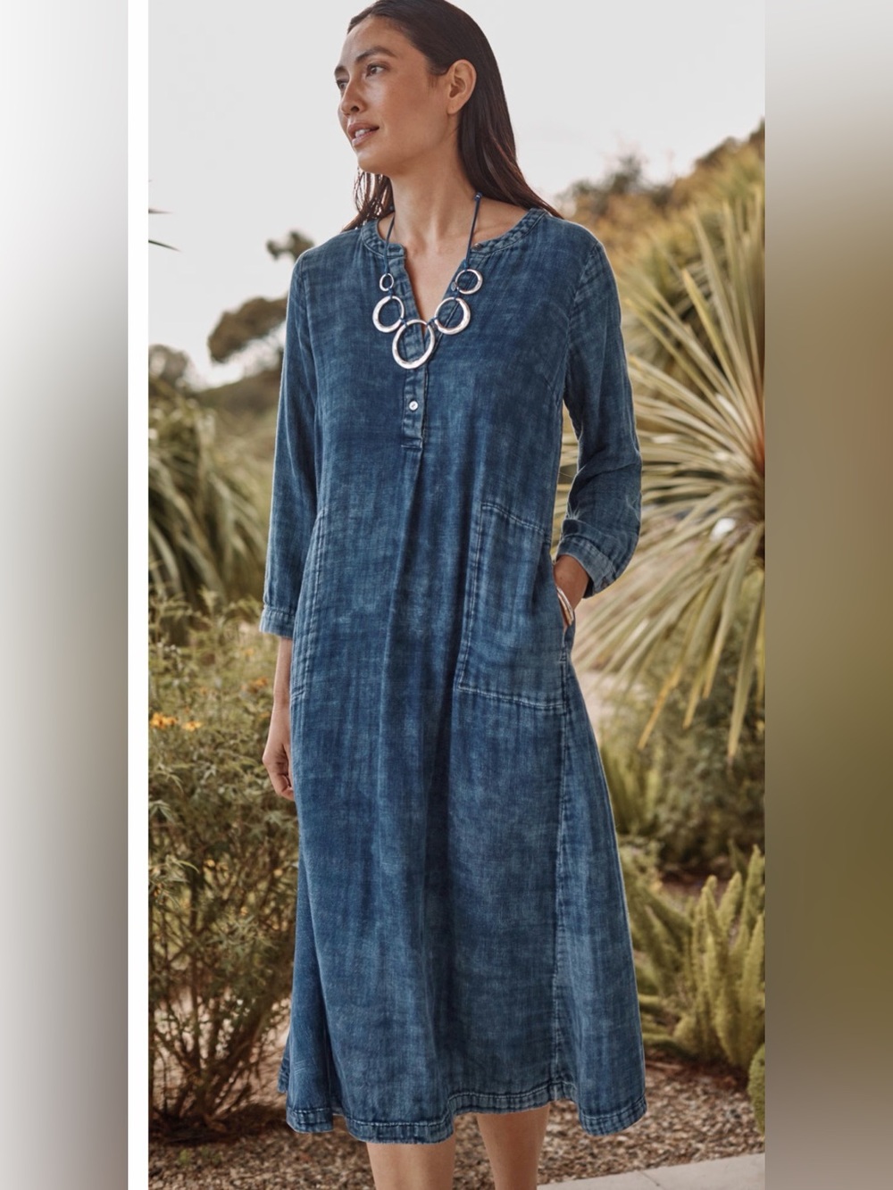 NWT purejill INDIGO So soft 100% percent cotton denim 1/4 sleeve tunic xxl